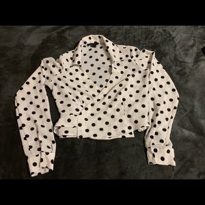 White crop top with black circles